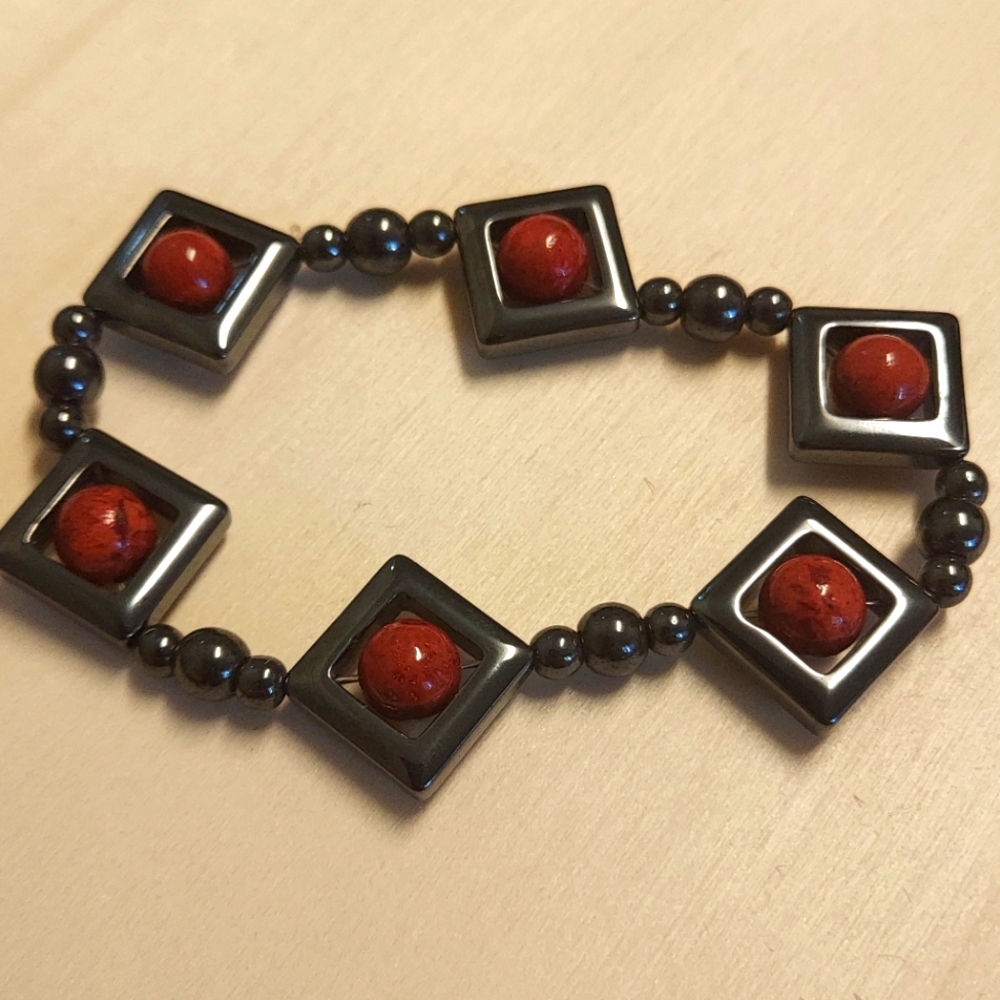 Hematite and Red Jasper Bracelet